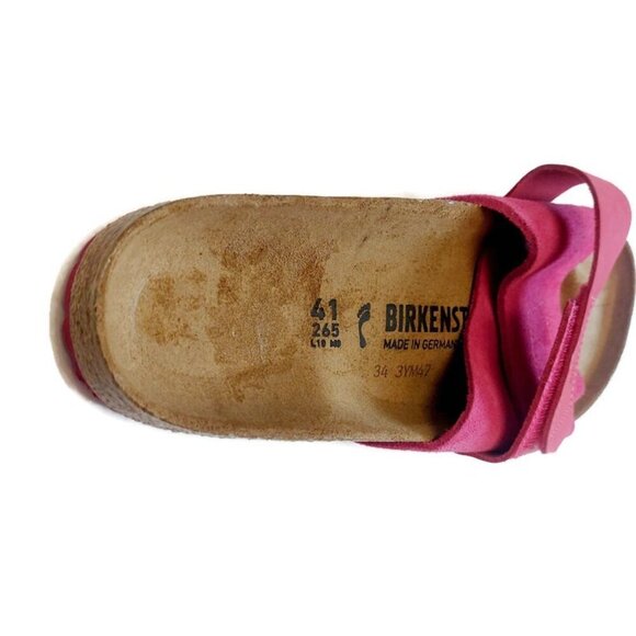 Birkenstock Oita Nubuck Suede Leather Sandals Womens 10 Mens 8 Fuchsia Tulip - Picture 2 of 9